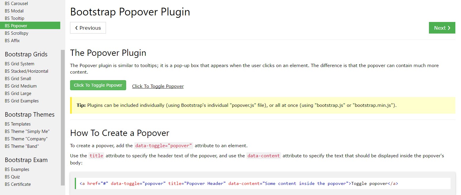 Bootstrap popovers  short training